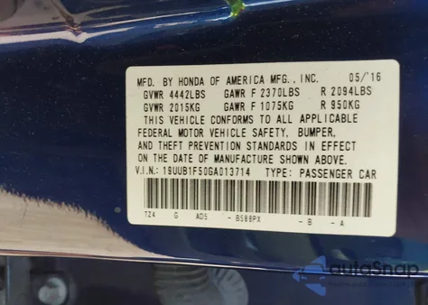 2016 Acura Tlx Tech from USA, damaged, VIN 19UUB1F50GA013714